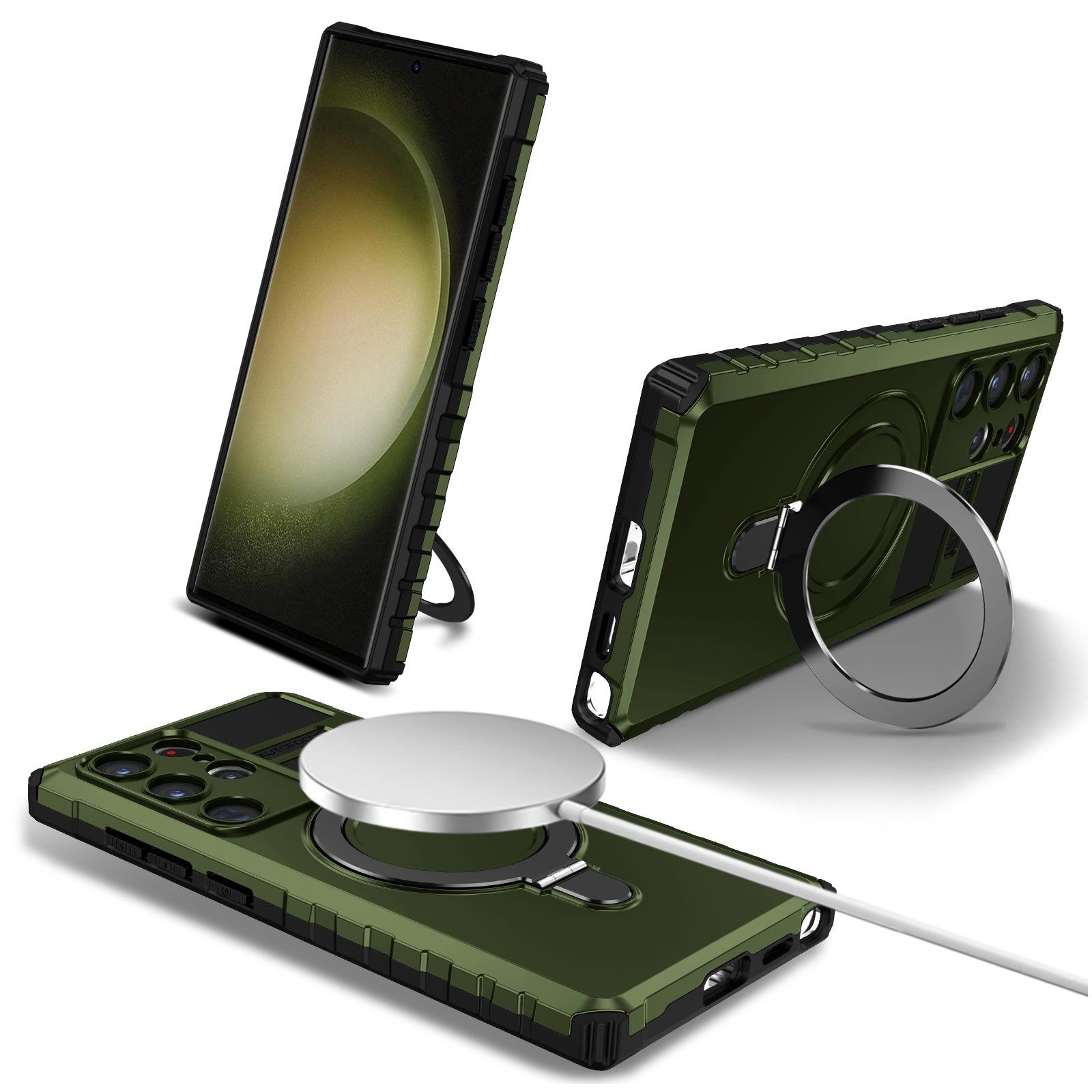 For Samsung Galaxy S24 Ultra Magnetic Kickstand Cover PC+TPU Phone Case Compatible with MagSafe For Samsung Galaxy S24 Ultra Magnetic Kickstand Cover PC+TPU Phone Case Compatible with MagSafe